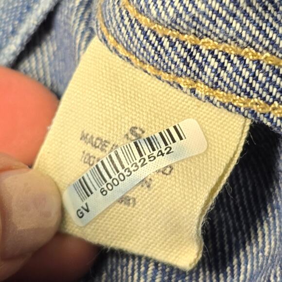 Vintage Polo Ralph Lauren S Small Dungaree Trucker Jacket Blue Distressed Denim - Picture 6 of 8